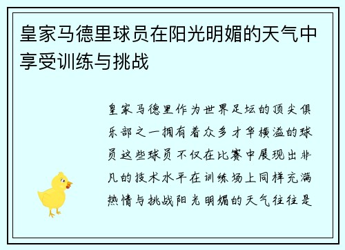 皇家马德里球员在阳光明媚的天气中享受训练与挑战
